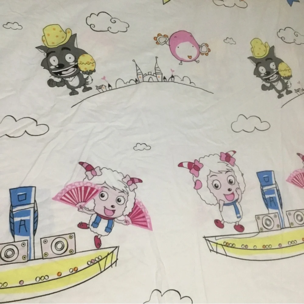 Pleasant Goat & Big Bad Wolf Full Duvet Cover Light Blanket HTF RARE Blue White